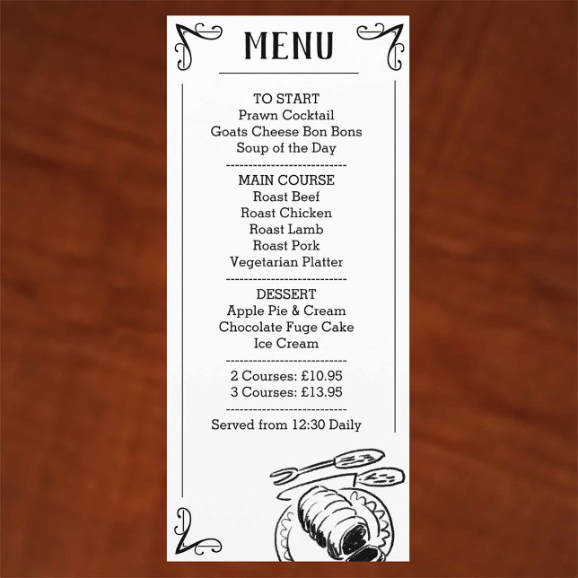 Menu Spécial Dîner Description. (Créateur téléchargé)