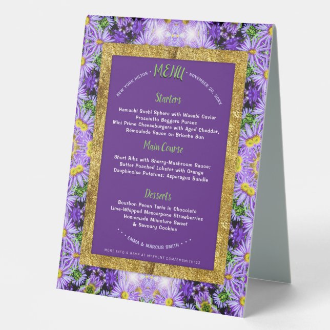 Menü "Special Event" von Purple Flowers Nature Geo Tischaufsteller (Vorderseite)