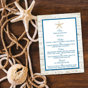 Menu Starfish Whitewashed Wood Beach Wedding Collection