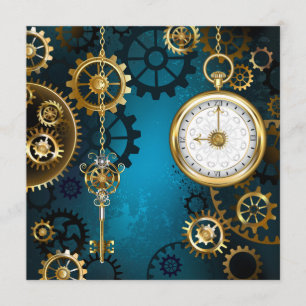 Menu Steampunk Arrière - plan turquoise avec Gears