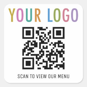 Menu Stickers Code QR avec Logo Carré blanc