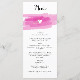 Menu Strokes de peinture simple et Mariage cardiaque