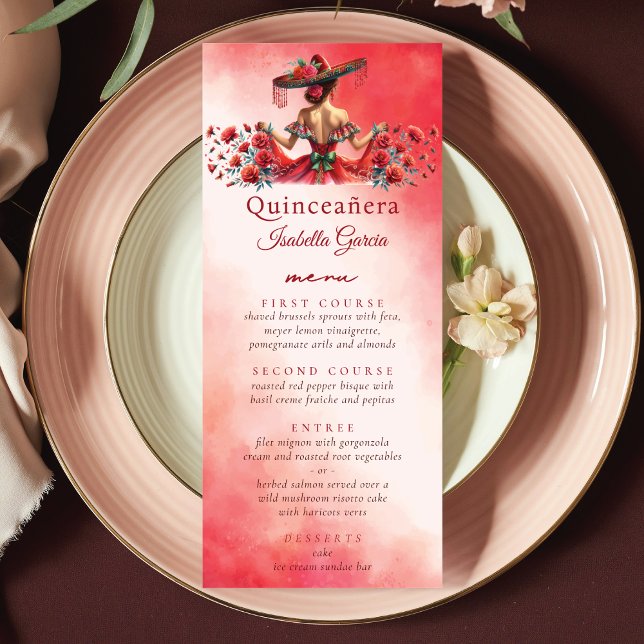 Menu Style mexicain Quinceañera Rouge (Créateur téléchargé)
