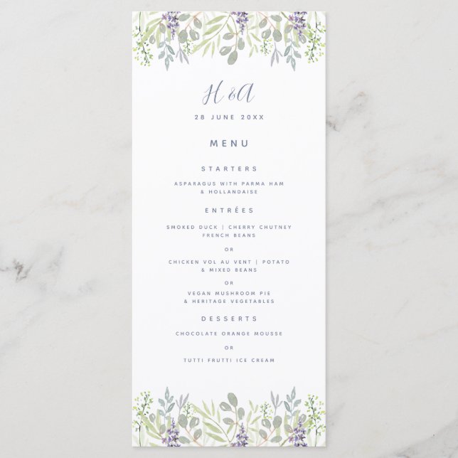 Menu Style rustique Mariage vert olive petit déjeuner (Devant)