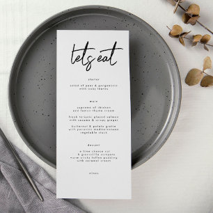 Menu Stylish Modern Custom Black White 'Let's Eat'