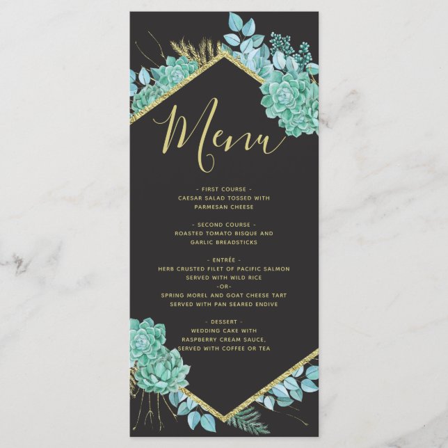 Menu Succulents Gold Frame N'importe quel Mariage de co (Devant)