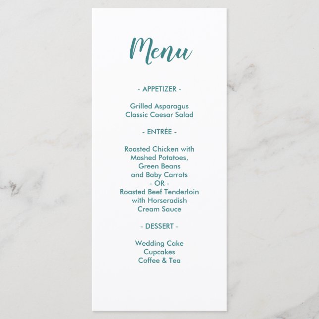 Menu Sucré Élégant À Avoir Un Dîner Mariage Mignonne (Devant)