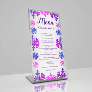 Menu Sweet 16 Flocon de neige hivernal Anniversaire
