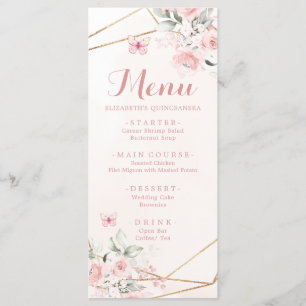 Menu Sweet sixteen géométrique rose vif