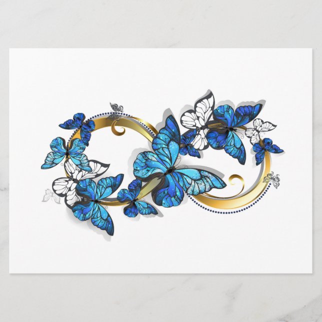 Menu Symbol Infinity of Blue Morpho Butterflies (Devant)