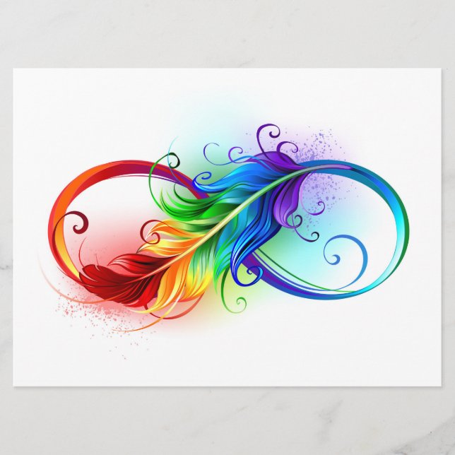 Menu Symbole d'infini avec plume arc-en-ciel (Devant)