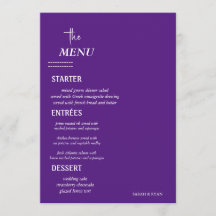 Menu Table de mariage élégant