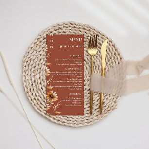 Menu Table de Mariage Fleur sauvage minimaliste Boho Ch