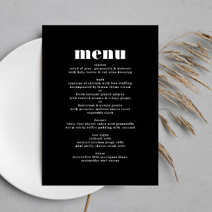 Menu Table de Mariage noir gras moderne