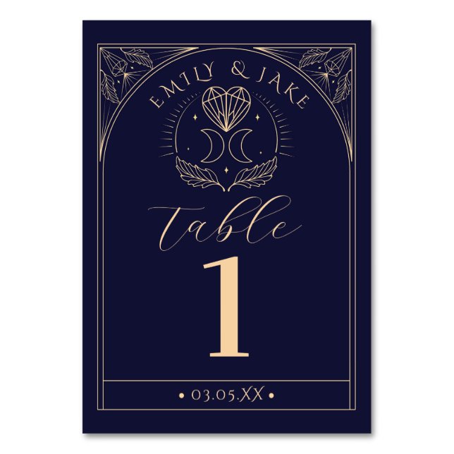 Menü Table Tarot Mystic Crystal Moons Numbers Tischnummer (Vorderseite)