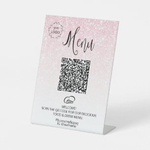 *~* Menu Table Tent Glitzer tabletop Pedestal Sign Sockelschild