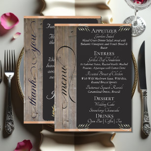 Menu Tableau en bois, monogramme et merci - pêche