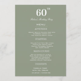 Menu Taille minimale et blanc 60e fête d'anniversaire p