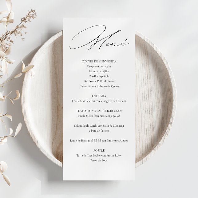 Menu Tarjeta de Menú de Boda Elegante Caligrafía (Créateur téléchargé)