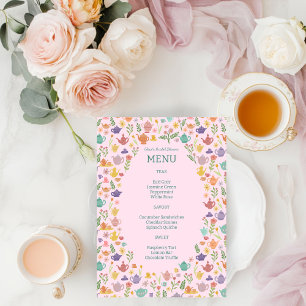 Menu Tea Party Fête des mariées jolie couleur PERSONNAL
