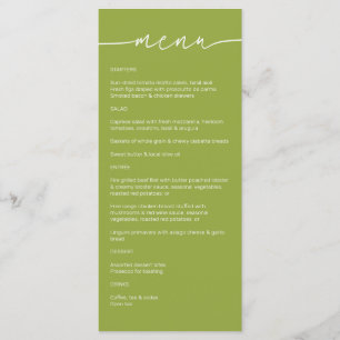 Menu Tea vert ・ Mariage de script minimaliste moderne