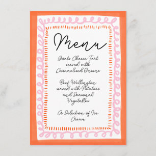 Menu Tendance Orange et Rose Squiggle Wavy Border 