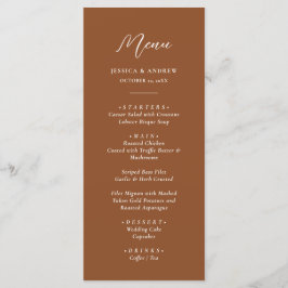 Menu Terra Cotta minimaliste et blanc Mariage simple