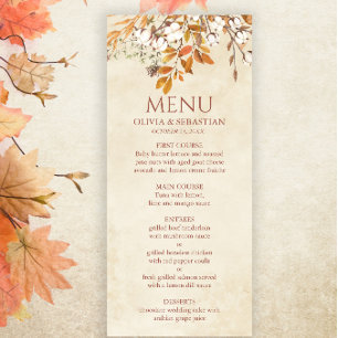 Menu Terracotta Automne quitte Boho Mariage de automne