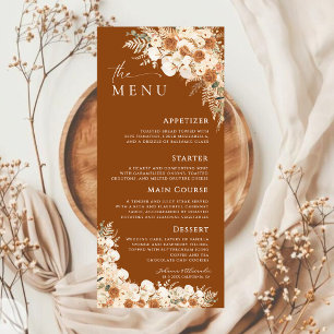 Menu Terracotta Boho Pampas Grass Mariage Floral