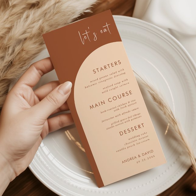 Menu Terracotta & Crème Boho Arch Mangeons Mariage (Créateur téléchargé)