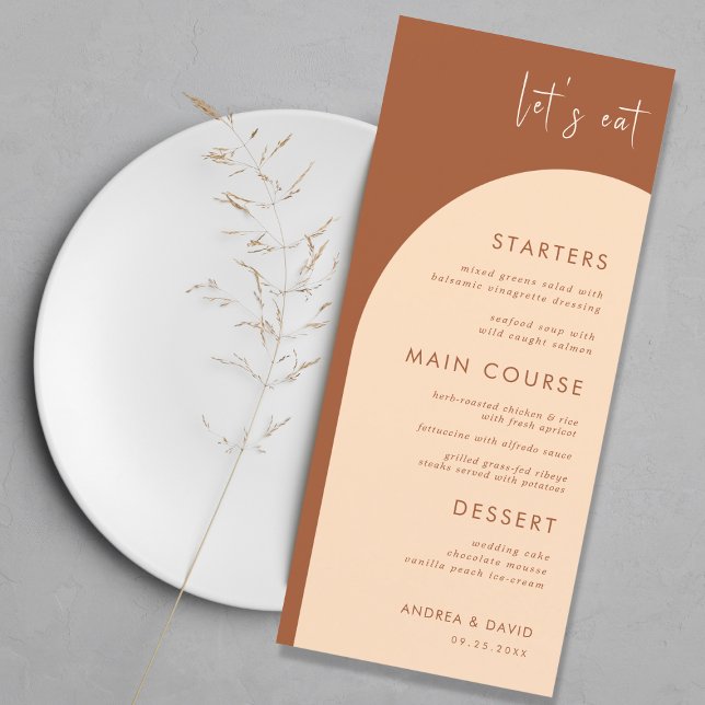 Menu Terracotta & Crème Boho Arch Mangeons Mariage (Créateur téléchargé)