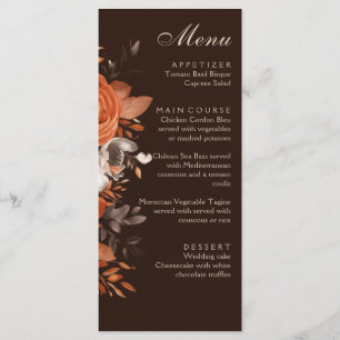 Menu Terracotta foncée et Mariage orange brûlé