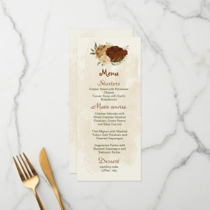 Menu terre cuite tonalité de terre mariage vert fleuri
