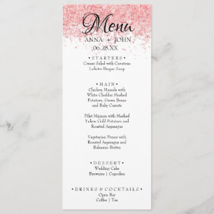 Menu Texte personnalisé simple Parties scintillant rose
