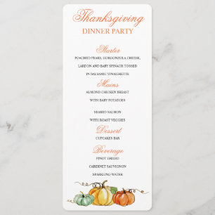 Menu Thanksgiving Carte citrouille