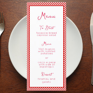 Menu "That's Amore" Italien Rouge À damiers Print Rusti
