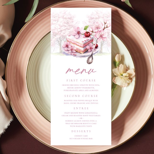Menu Thé nuptiale Custom Cerry Blossom Élégant (Créateur téléchargé)