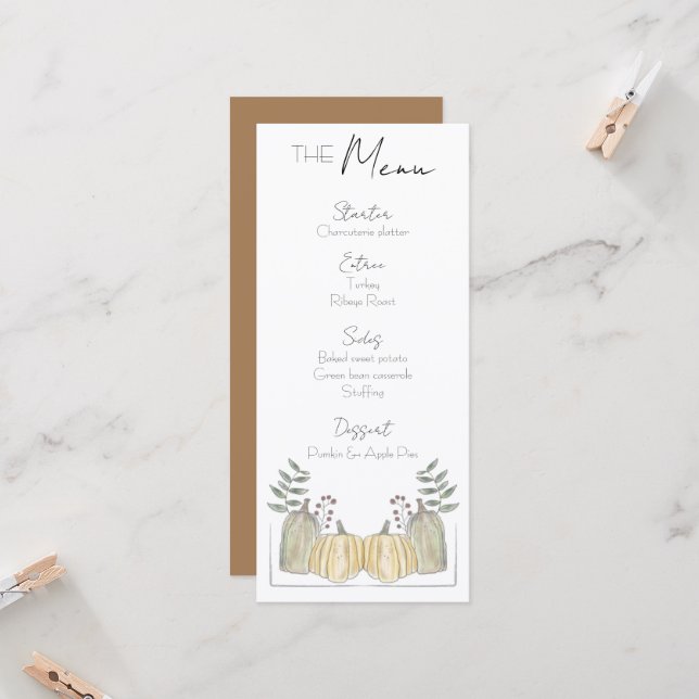 Menü - Thema Herbst (Vorderseite/Rückseite Beispiel)