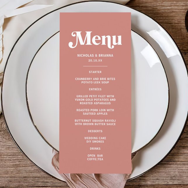 Menu Thème Mariage moderne rose et bourgogne (Créateur téléchargé)