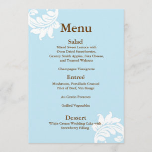 Menu Tiffany Mariage damassé