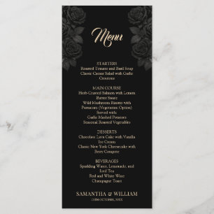 Menu Till Death Do Us Part Rose noir Mariage gothique