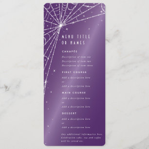 Menu Toile d'araignée violette élégante diamantée plate