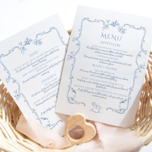 Menu Toile de Jouy élégant cadre vintage élégant