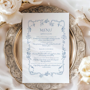 Menu Toile Élégant floral vintage douche de mariage