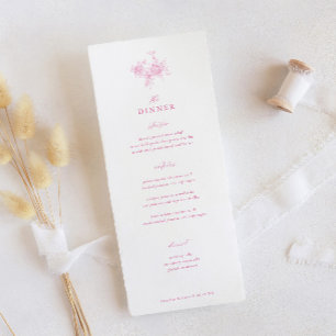 Menu Toile rose classique Floral Mariage Dîner