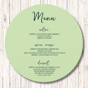 Menu Tour de table minimaliste moderne Pastel Mariage