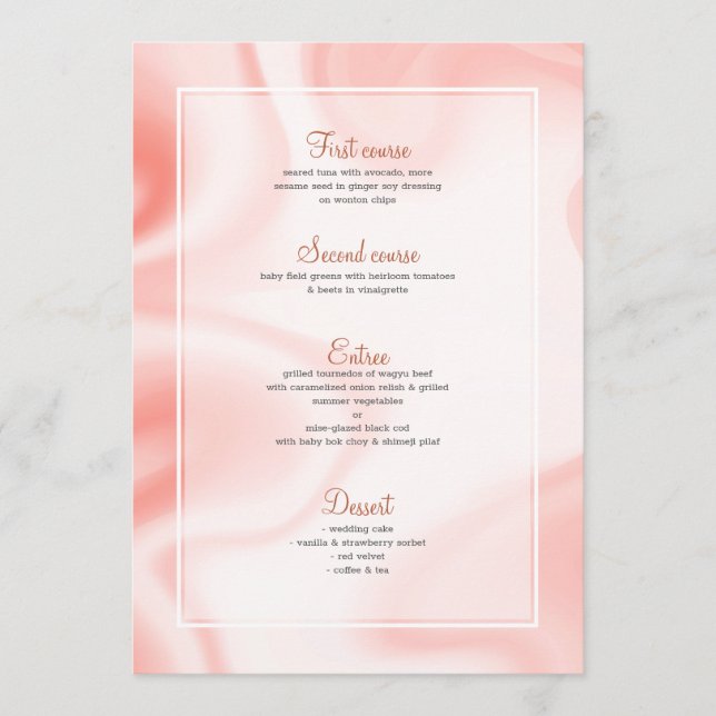 Menu Tourbillons de marbre doux rose-or (Devant)