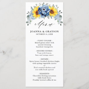 Menu Tournesol Dusty Blue Slate Peony Mariage floral