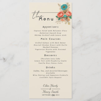 Menu Tropical Blues & Greens Eco-Friendly Beach Wedding