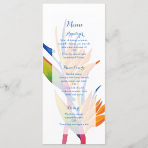 Menu tropical de mariage de fleur